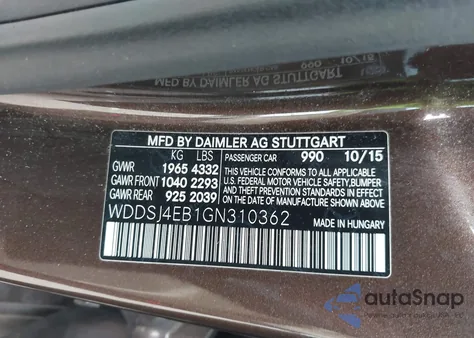 2016 Mercedes-Benz Cla 250 из США, поврежденный, VIN WDDSJ4EB1GN310362